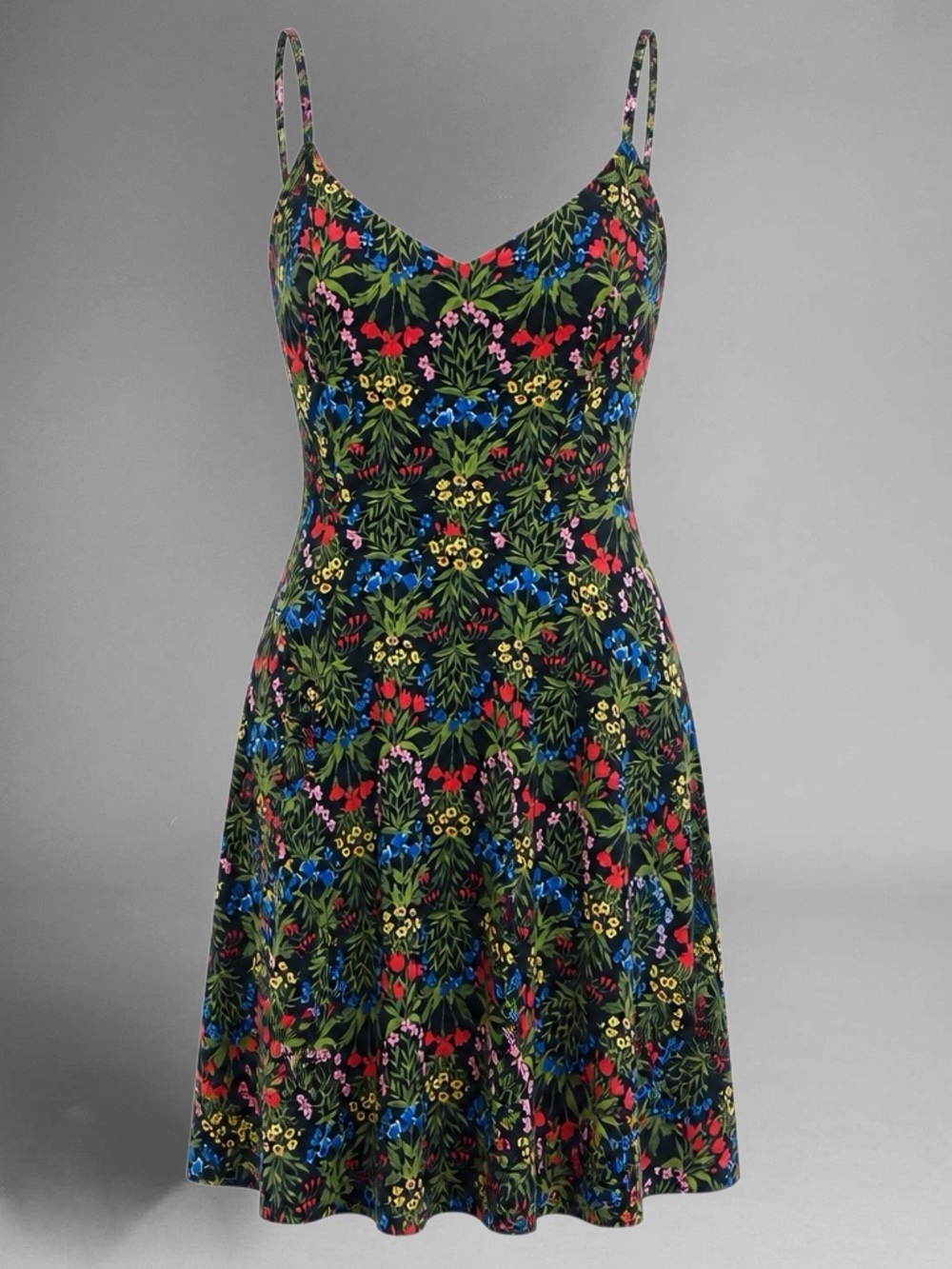 Old Navy Black Spaghetti-Strap Dress with Multicolor Floral Print
